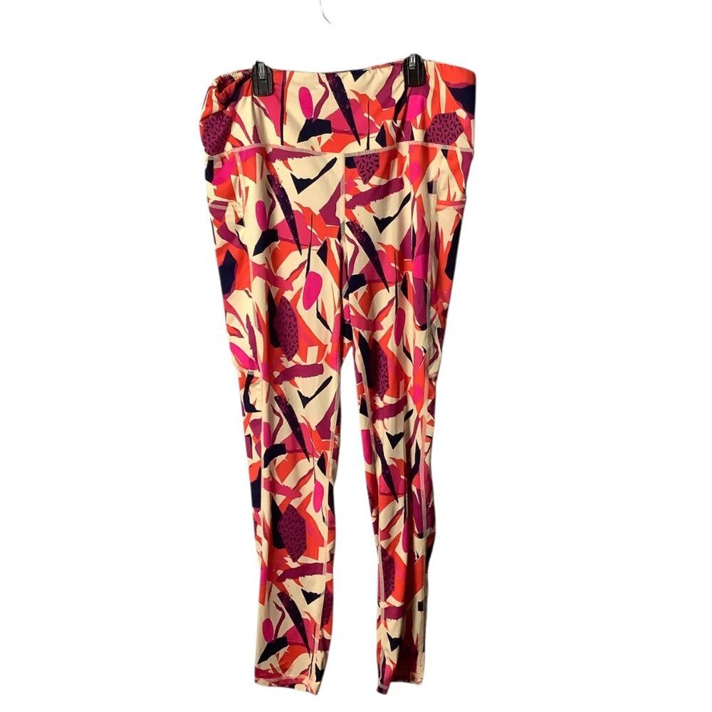 J.Dow‎ Fitness Womens XXL Patterned Leggings Side Pockets Athletic Active